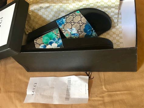 blue gucci floral slides|Gucci pursuit floral slides.